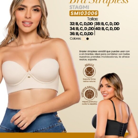 38D Magic Bra New Stagmi Sosten Colombian SMI03006 Removable Strap Max Coverage! - Picture 11 of 17